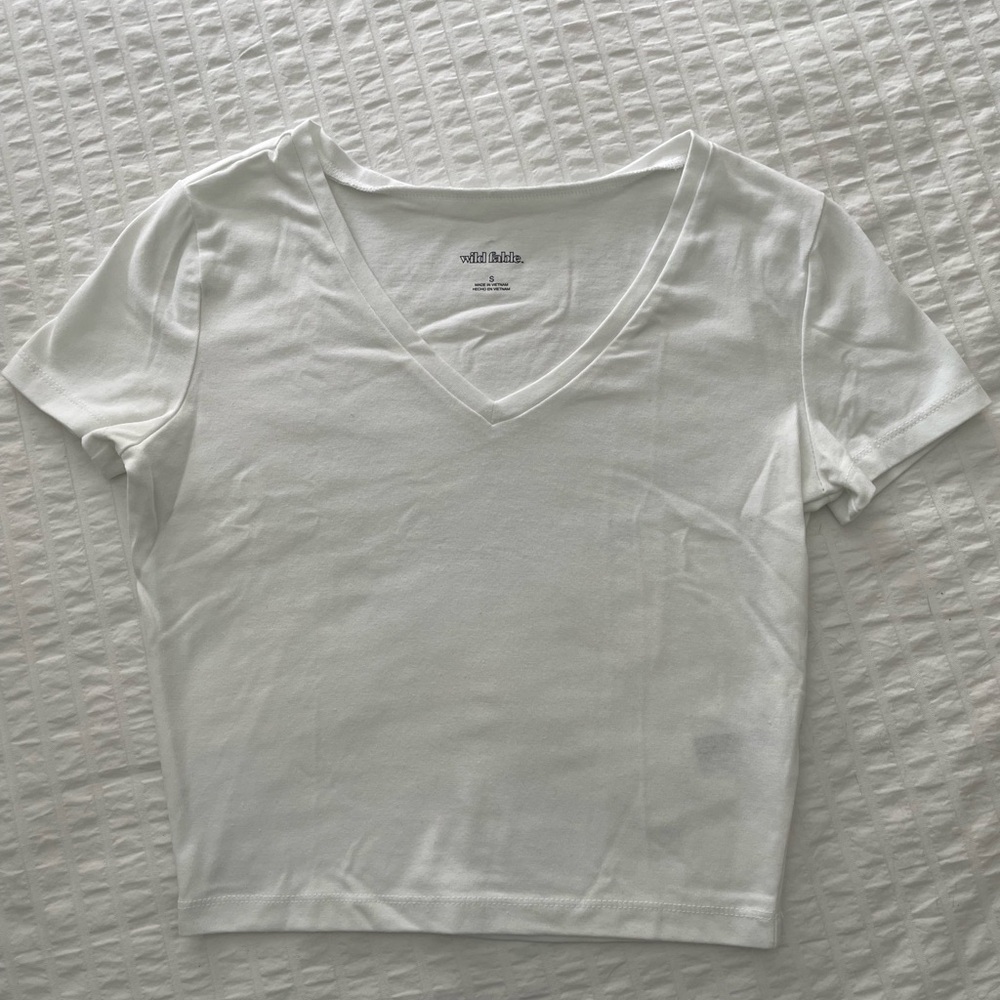 Wild Fable White V-Neck Crop Top
